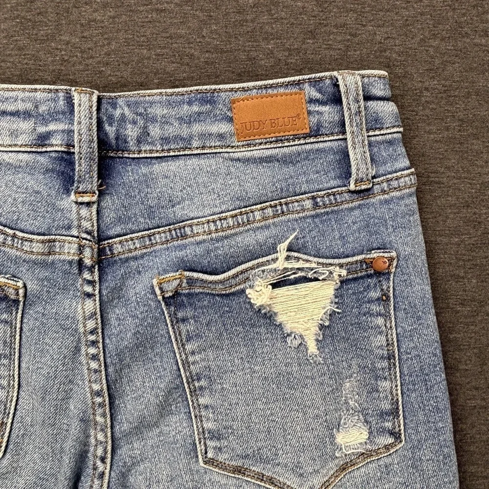 Judy‎ Blue Jeans Womens 5/27 28x27 Blue Distressed Boyfriend High Rise Stretch